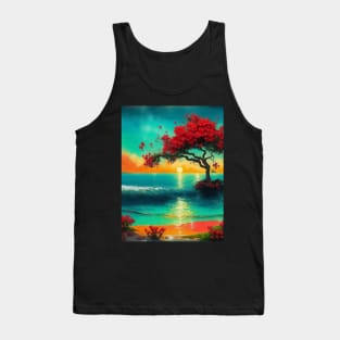 Natural floral beach in sunset landscape Tank Top